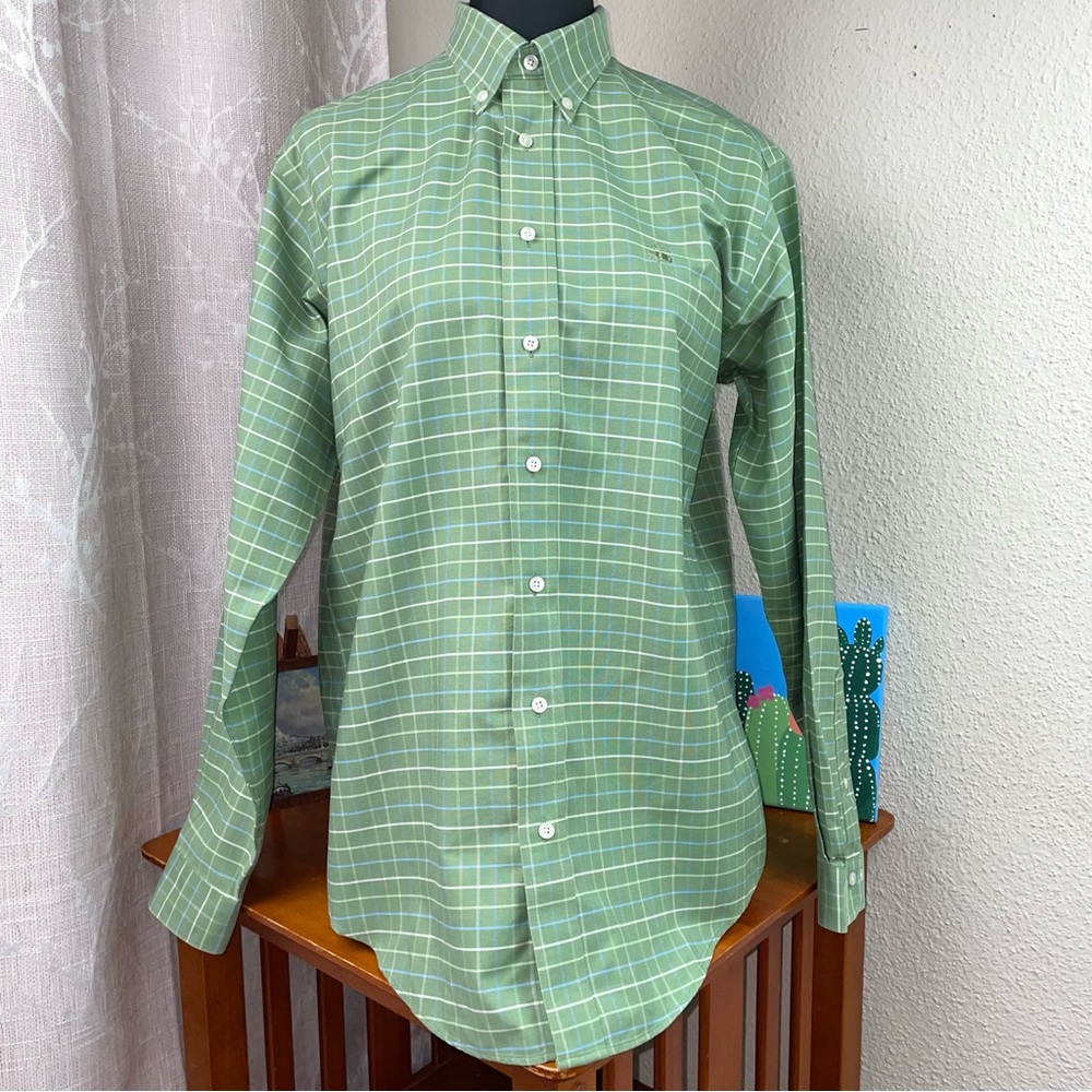 Brooks Brothers Olive Green Plaid Dress Shirt 👔